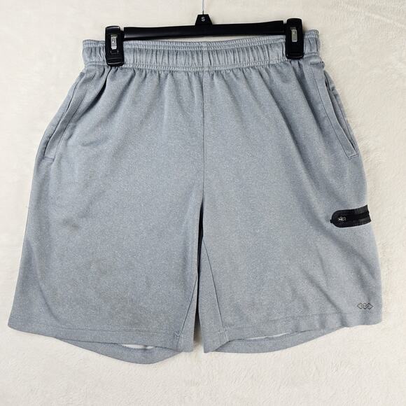 Legend Shorts Mens Large Gray Fitness Gym Running Casual Zipper Pocket - Picture 2 of 12